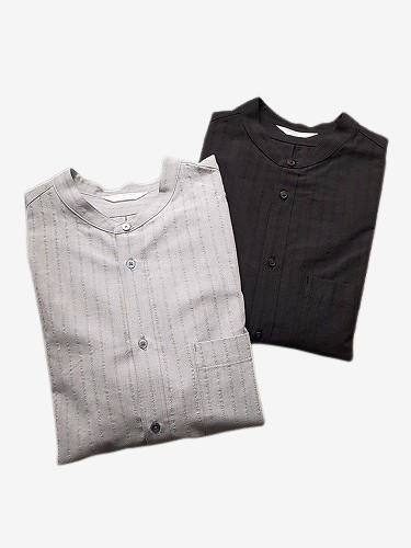 STILL BY HAND シャドーストライプバンドカラーシャツ mens