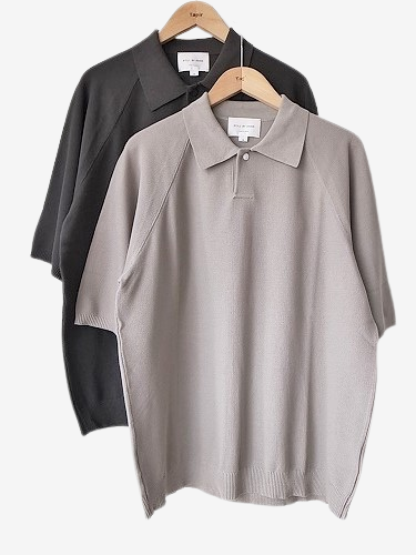 STILL BY HAND ラグランニットポロシャツ mens