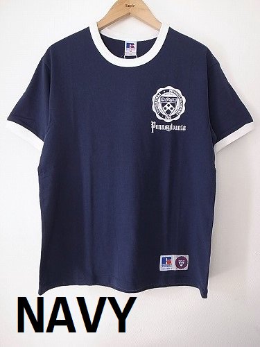 00s Russell カレッジロゴプリント リンガーTシャツ ビッグシルエット-