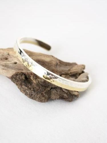 Slow Rise silver&brass bangle hammer finish unisex