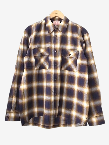 BIGMIKE オンブレチェックシャツ NVY×YLW mens