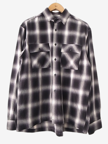 BIGMIKE オンブレチェックシャツ BLK×WHT mens