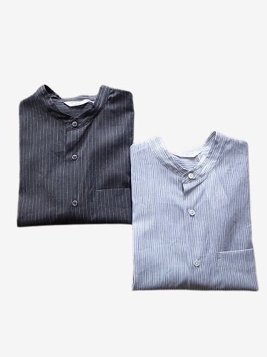 STILL BY HAND バンドカラーシャツ ストライプ mens