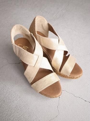 《30% OFF》 gaimo ウエッジサンダル GOLD ladies