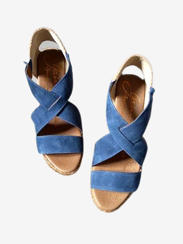 《50% OFF》 gaimo ウエッジサンダル NAVY ladies