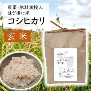 農薬・肥料無投入 はざ掛け米 新米 コシヒカリ 【玄米】　1kgまたは3kg 【食品】の商品画像