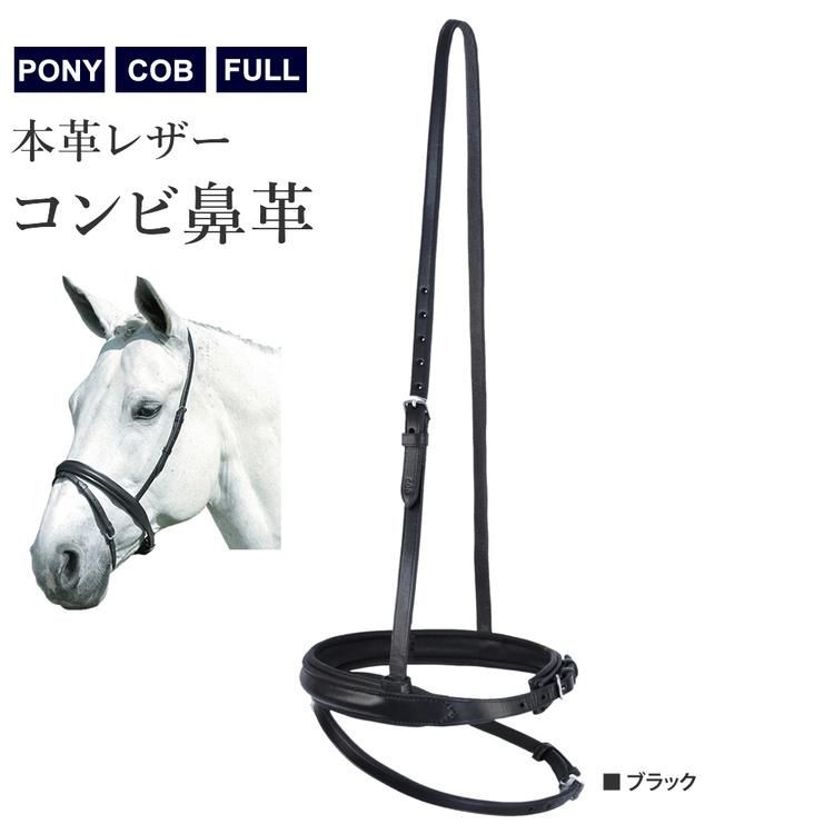 フラワーB ブルーグレイ 乗馬 コンビ鼻革付き頭絡 手綱セット - 通販