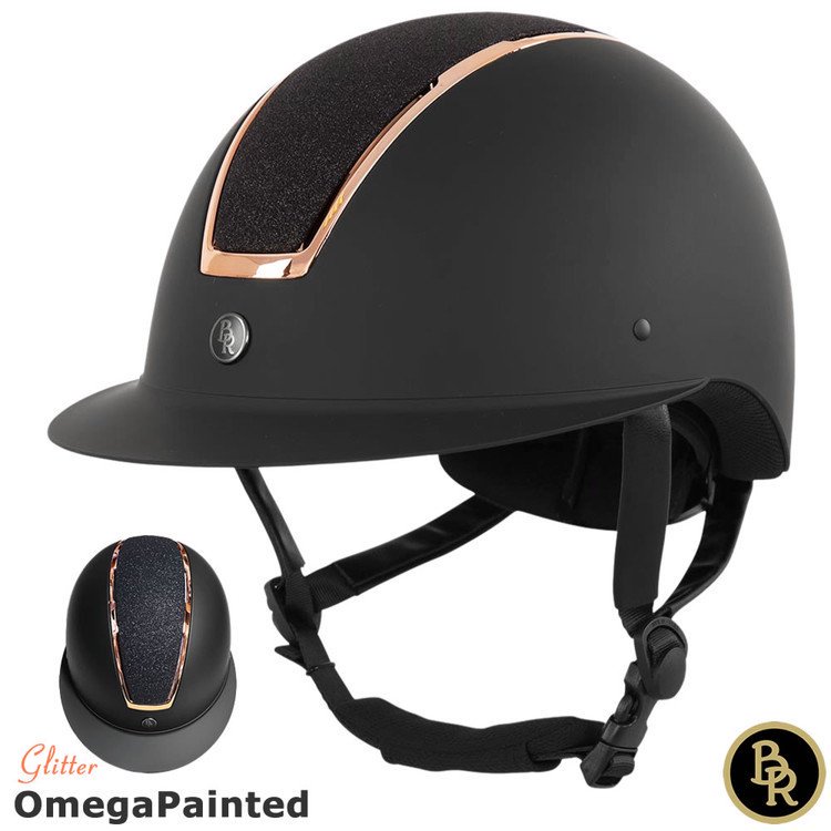 BR 乗馬 ヘルメット Omega Painted Glitter BRH99（ブラック×ローズ） ポロバイザー