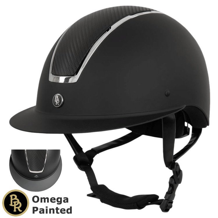 BR 乗馬用ヘルメット Omega Painted  BRH98（黒×シルバー）