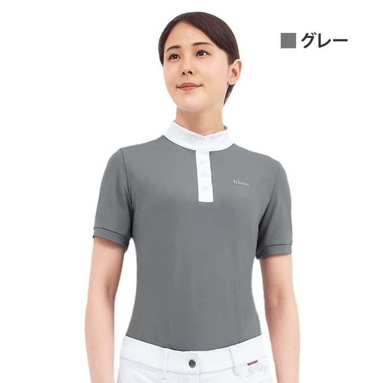 Klaus 半袖 ショーシャツ KCSH1 女性用 UVカット ストレッチ 競技シャツ - 乗馬用品プラス｜馬具・乗馬用品のネット通販