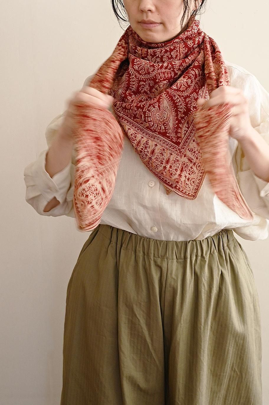 【美品】MAKI TEXTILE STUDIO 　シルク　ストール　フリンジ 美品】MAKI TEXTILE STUDIO シルク ストール フリンジ