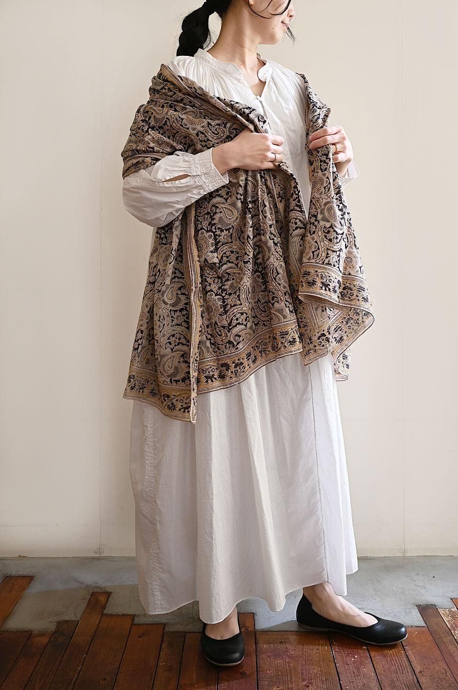 TONE×bunai botanical block printed ストールラージ（hand rolling