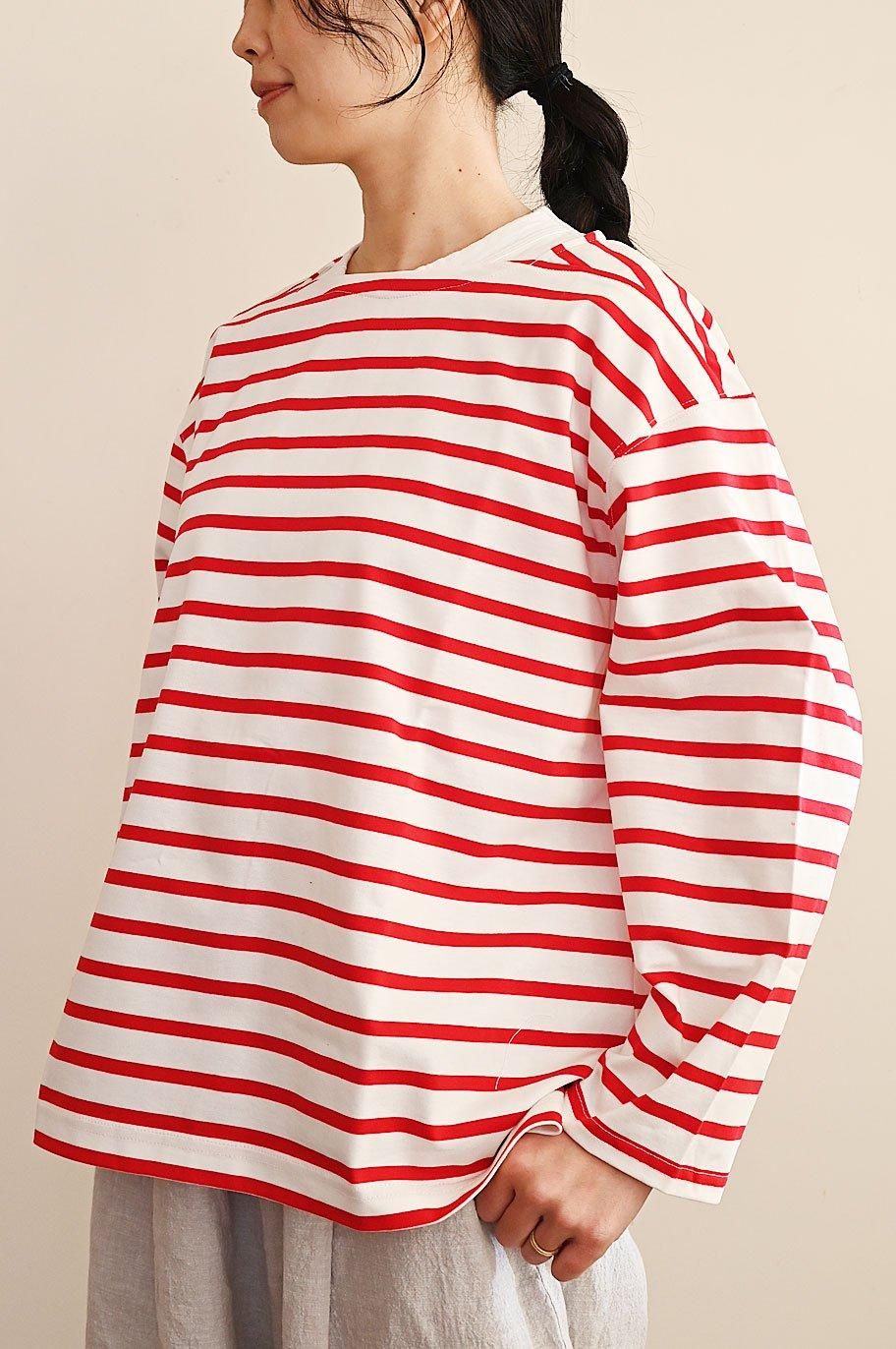 新品　comm.arch. オーガニックコットンスクエアネックTシャツボーダー comm.arch. オーガニックコットンスクエアネックTシャツボーダー‐ comm