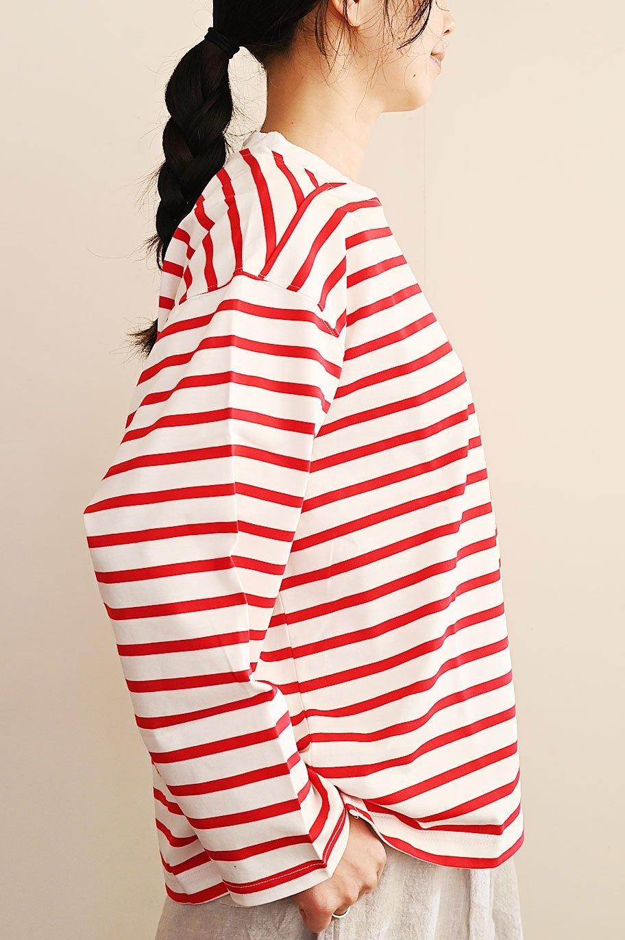 新品　comm.arch. オーガニックコットンスクエアネックTシャツボーダー comm.arch. オーガニックコットンスクエアネックTシャツボーダー