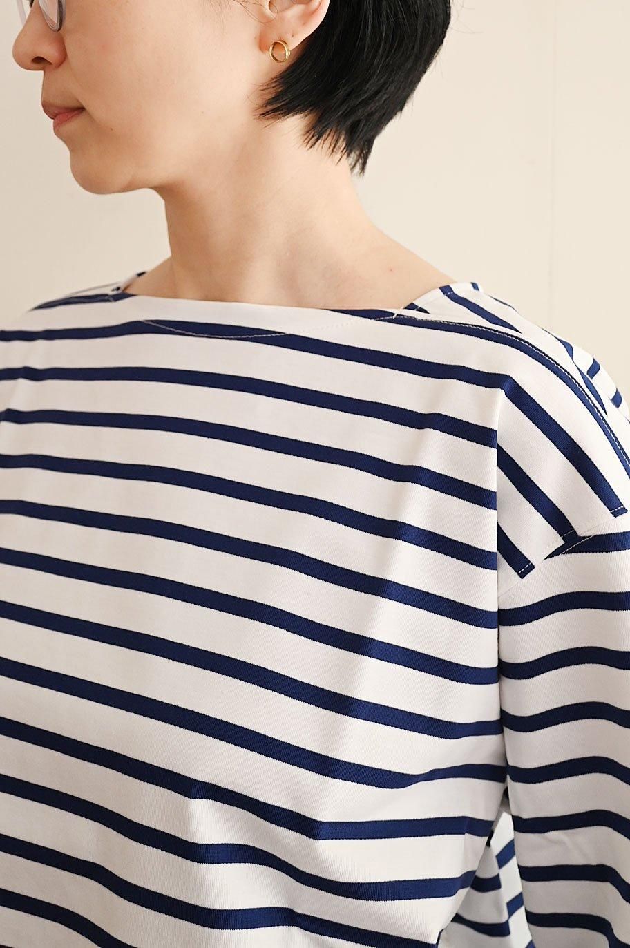 新品　comm.arch. オーガニックコットンスクエアネックTシャツボーダー comm.arch. オーガニックコットンスクエアネックTシャツボーダー