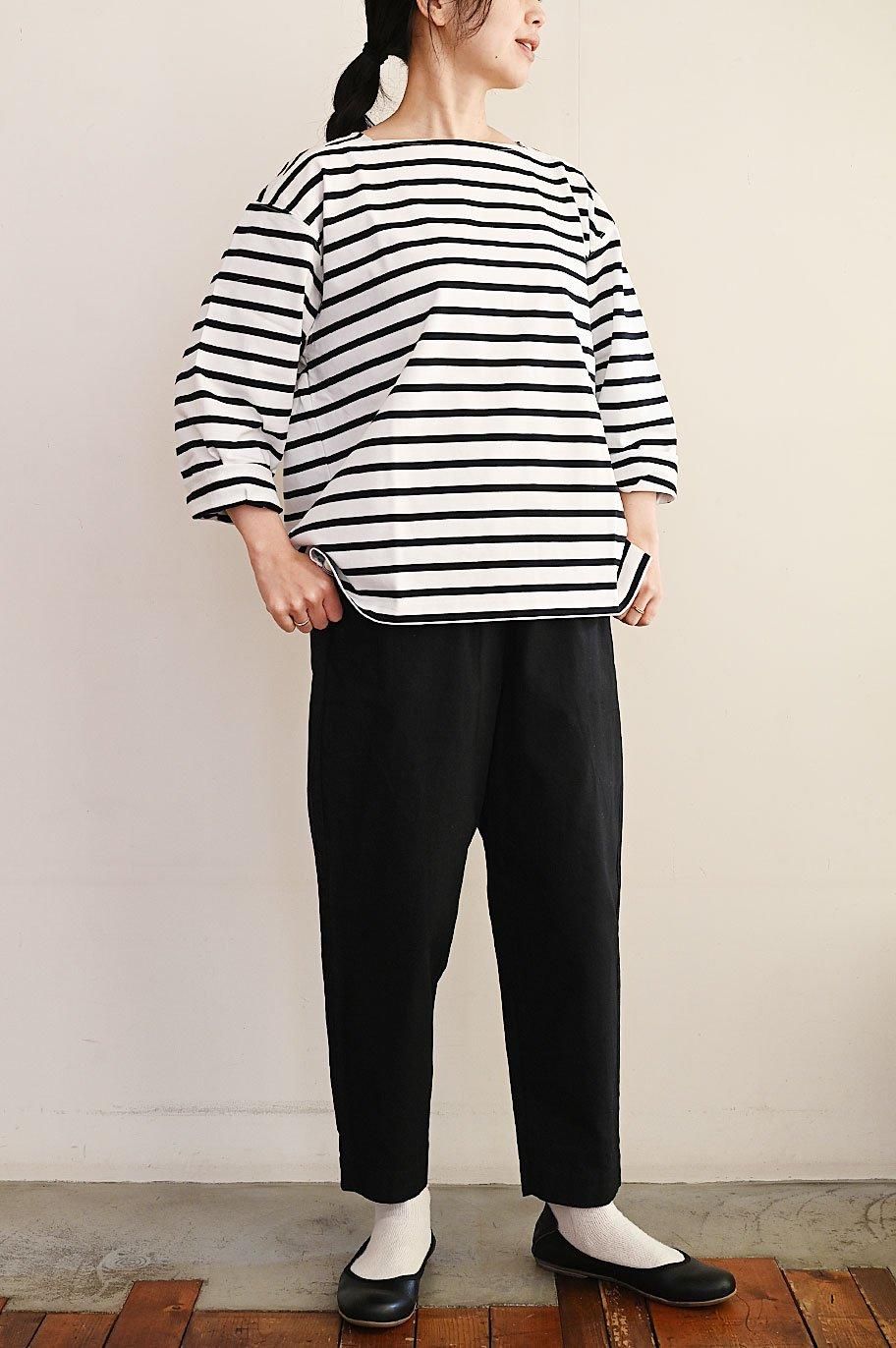 新品　comm.arch. オーガニックコットンスクエアネックTシャツボーダー comm.arch. オーガニックコットンスクエアネックTシャツボーダー