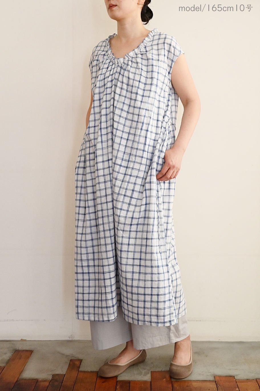 からボン BASIC and ACCENT ノースリーブ　ワンピース WEB限定】インド綿刺繍ノースリーブワンピース