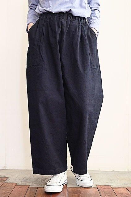 ホームスパン homspun ウールパンツ　紺色 Homspun[ホームスパン]サマーウールワイドギャザーパンツ 太