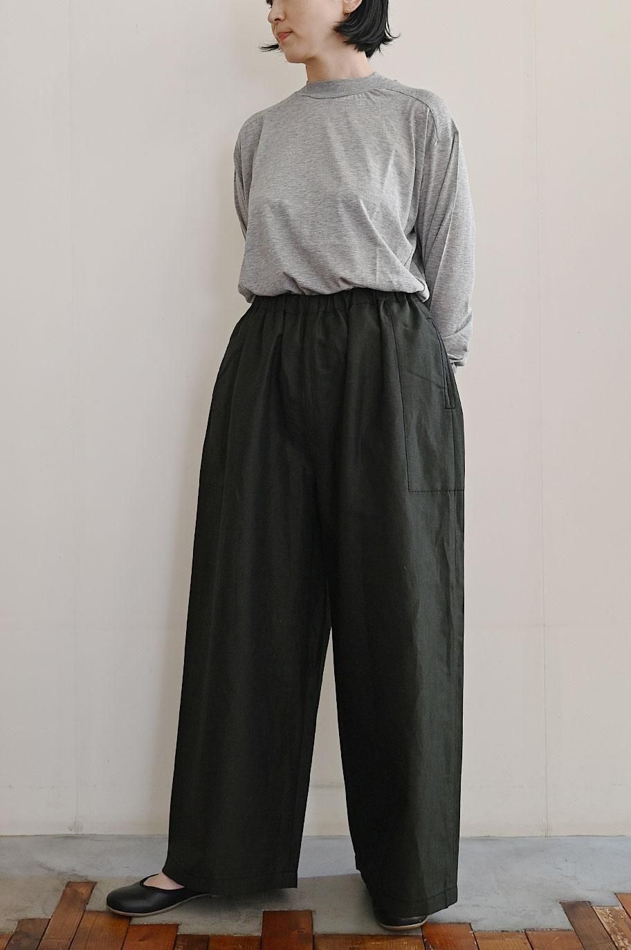 ブラウンパンツみんこ様 homspun ウールリネンワイドギャザーパンツ- homspun - TONE Online Shop