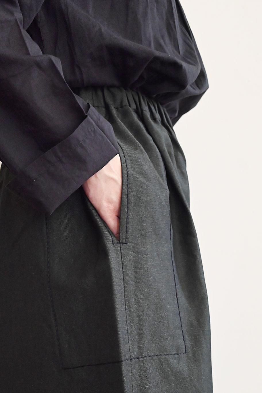 homspun/ホームスパン【定価2万】コットンキャバアンクルパンツ homspun(ホームスパン) ギンガム&無地ギャザーパンツ(242-3388