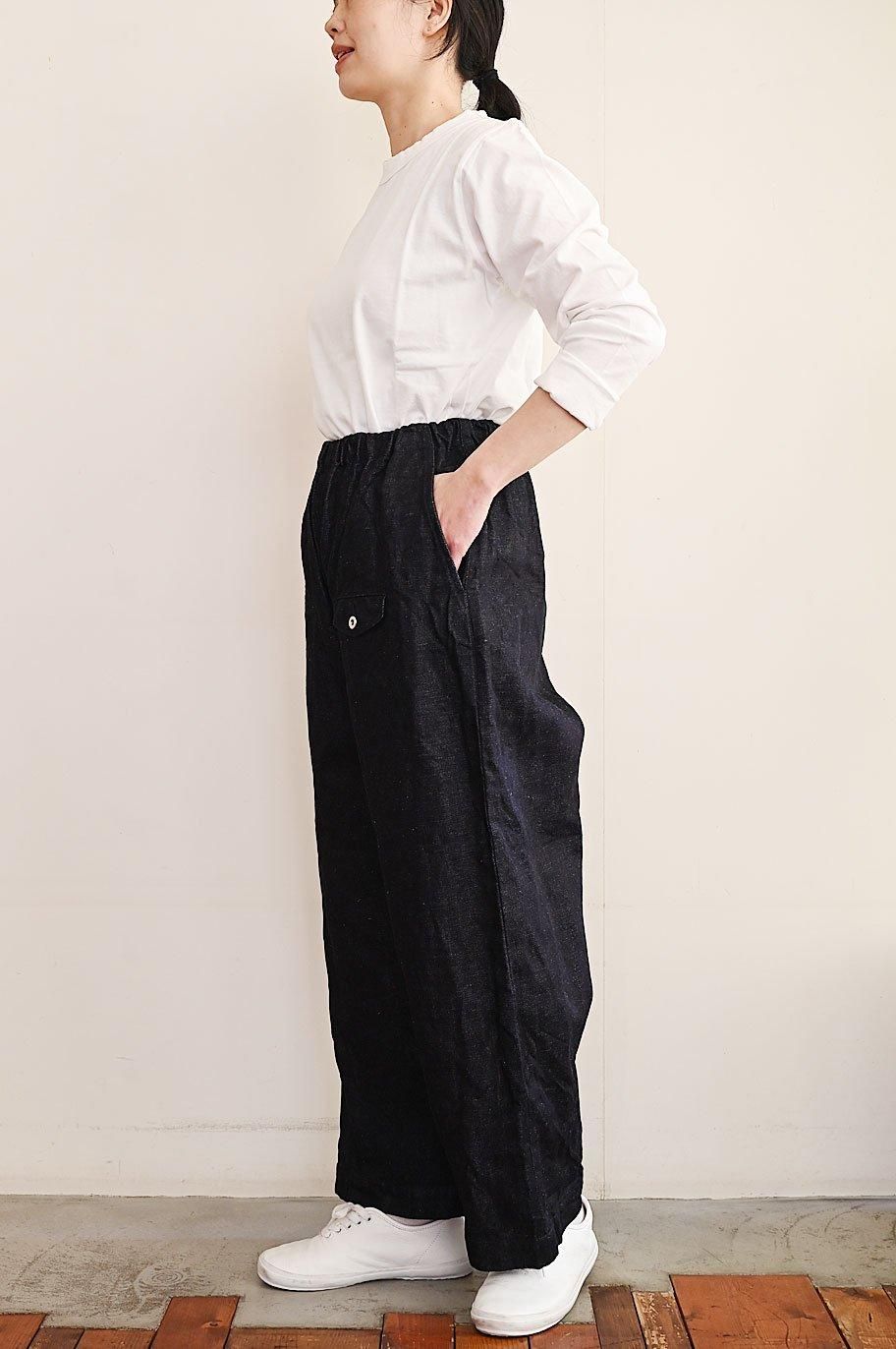 ゴーシュ コットンリネンセルベッジデニムワイドパンツ ゴーシュ コットンリネンセルベッジデニムワイドパンツ