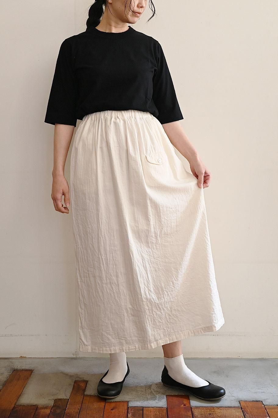 ゴーシュ　ライトコットンサテンスカート　ホワイト 25SS】ゴーシュ ライトコットンサテンストレートスカート