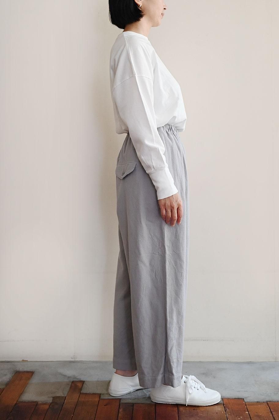 値下げ【美品】ゴーシュ リネンコットンドビー 8分丈ワイドパンツ 未使用】ゴーシュ リネンコットンドビー 8分丈ワイドパンツ
