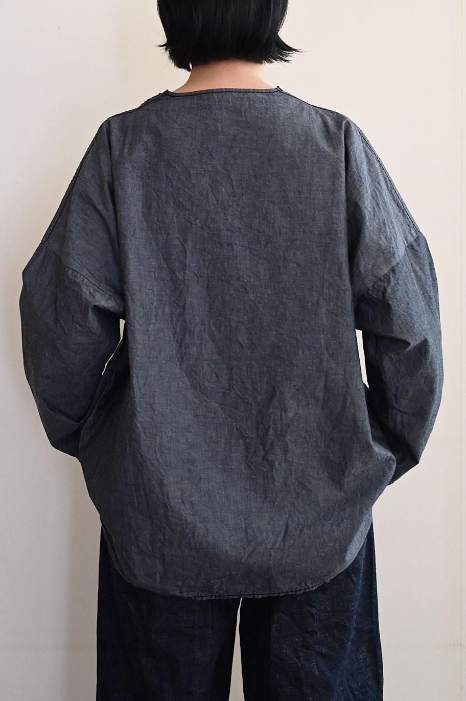 homspun ライトオンスシャンブレープルオーバーブラウス