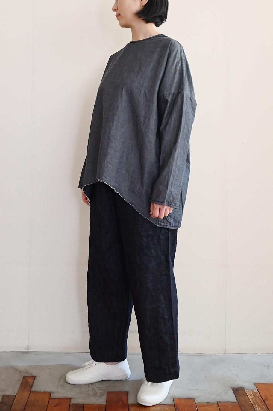 homspun ライトオンスシャンブレープルオーバーブラウス