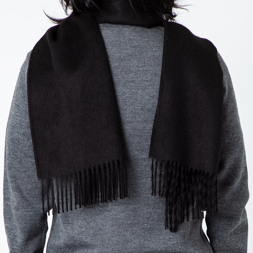 THE INOUE BROTHERS / BRUSHED SCARF Baby Alpaca - PURE BLACK ザ