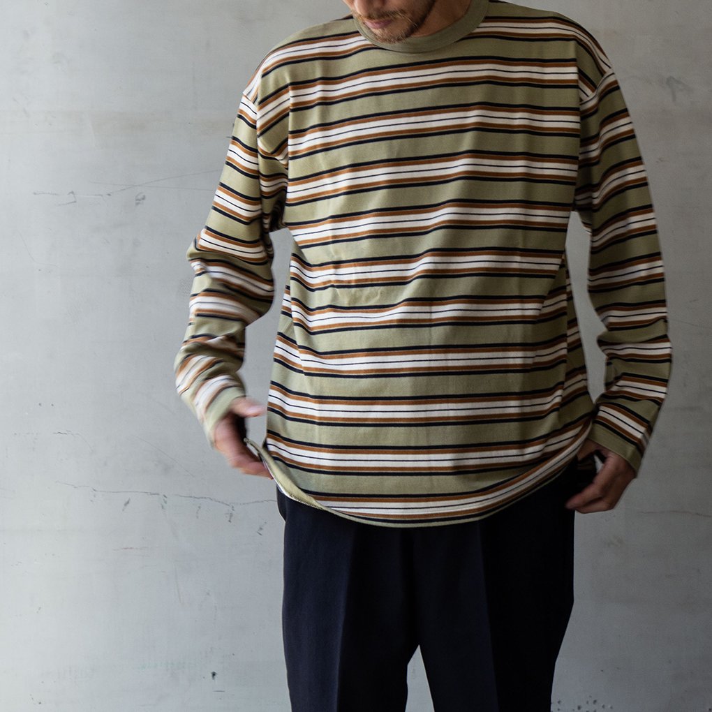 PHIGVEL / BORDER LS TOP - KHAKI×RUSSET | ONE TENTH