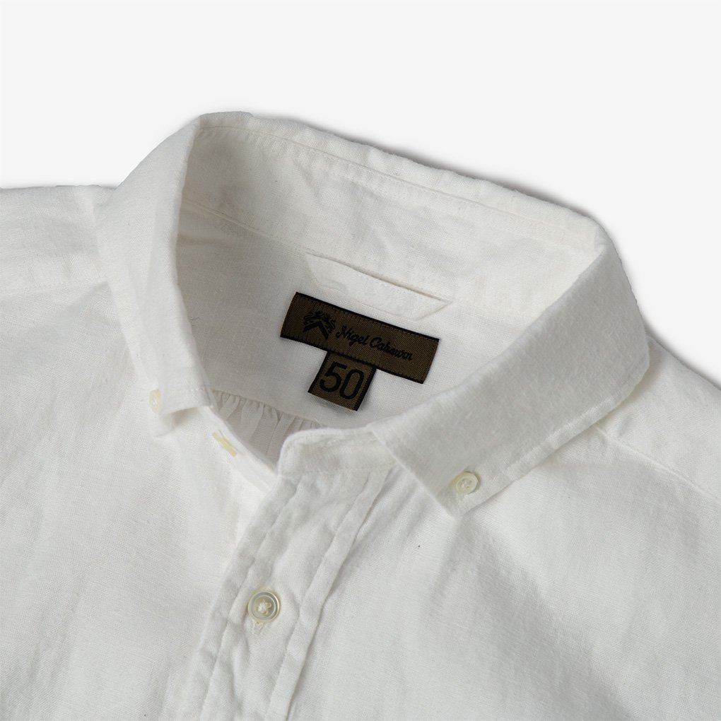 Nigel Cabourn / BRITISH OFFICERS SHIRT HEMPHORSE CLOTH - WHITE