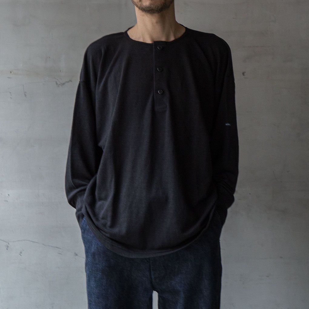 OUTIL (ウティ) / TRICOT MOUMOUR MESH LINEN - BLACK BIGバスクシャツ 