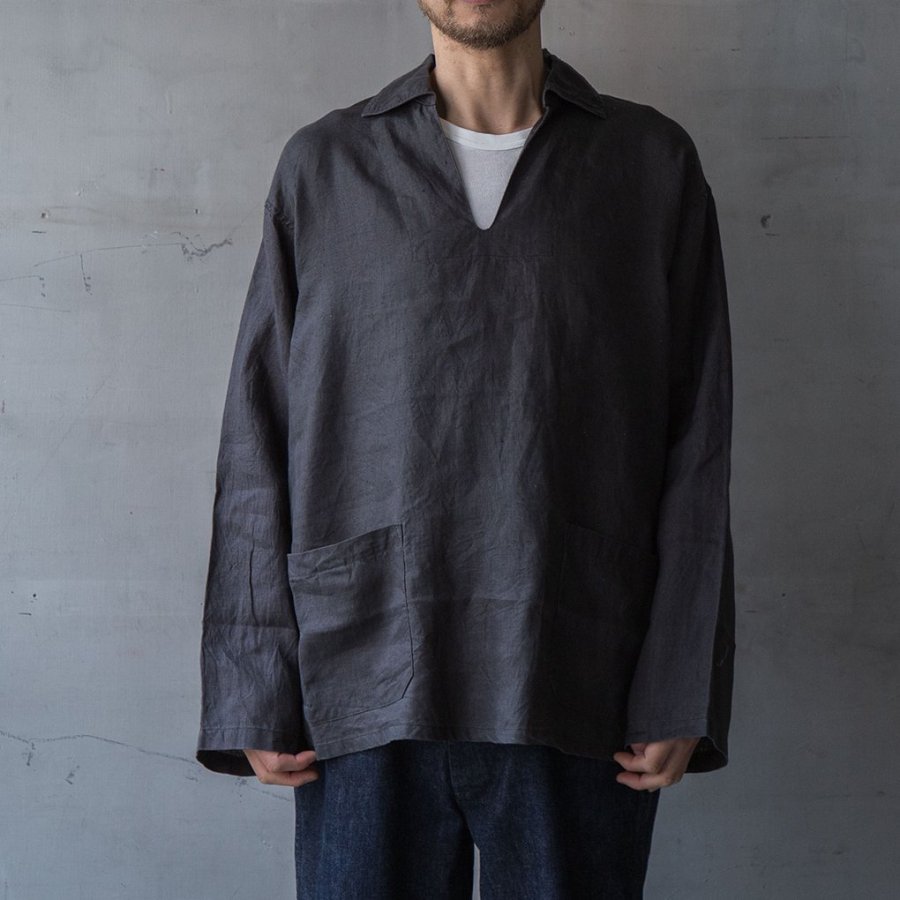 FRENCH PULLOVER SHIRT - HEMP / CHARCOAL