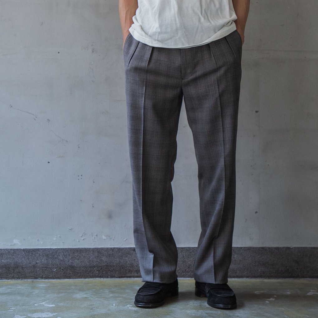 MAATEE&SONS / 永遠SLACKS WOOL MAT CHECK - GRAY | ONE TENTH