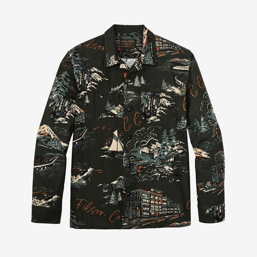 FILSON ELK HEIGHTS CAMP SHIRT / Green Northwest Scenic Print
