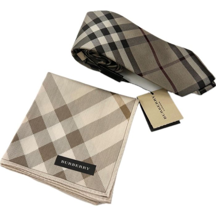 アウトレット品】【新品】 バーバリーロンドン BURBERRY LONDON ネクタイ＆ハンカチセット チェック柄 ベージュ 41460 - バーバリー通販・アウトレット  BBL SHOP