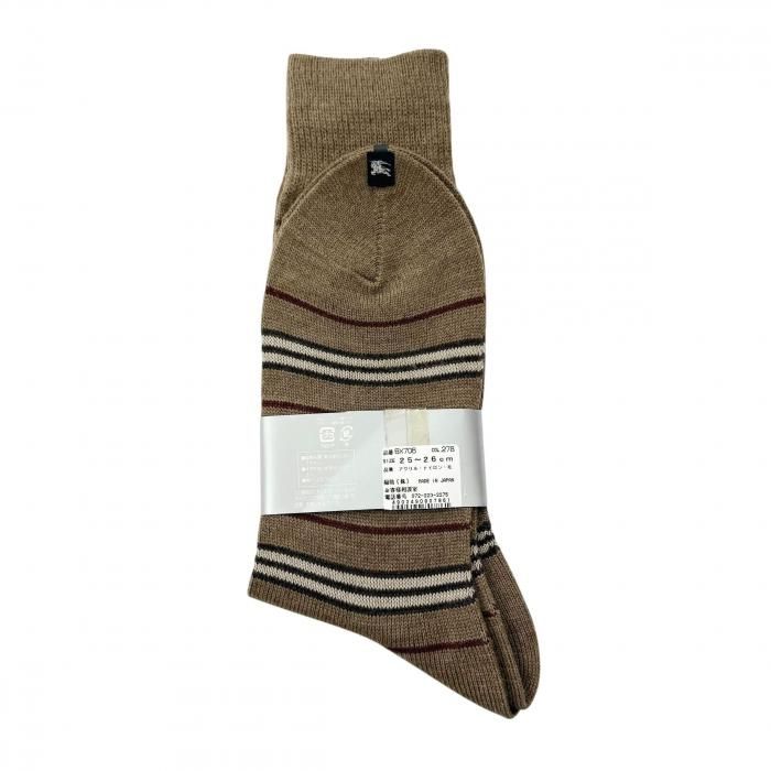 新品】バーバリー ラインソックス 靴下 33596 茶