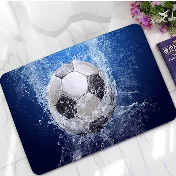 かっこいいサッカーボール柄 水しぶき 玄関マット ボールグッズ