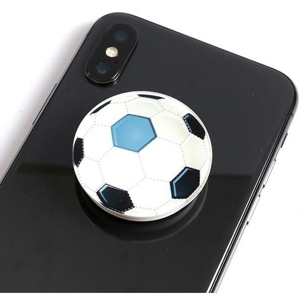 サッカーボールタイプ スマホスタンドにできるイヤホンコード巻き ボールグッズ通販サイト の グラシアス が販売中