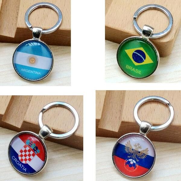 低価格 クリスタルフラットタイプ サッカー強豪国キーホルダー | ボール 記念グッズ