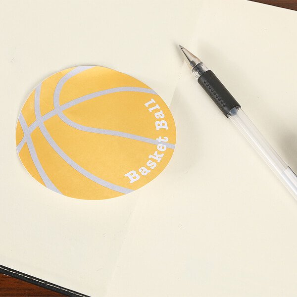  バスケットボール型のオリジナル付箋メモ(薄いオレンジ・灰色) 約48枚綴り【画像5】