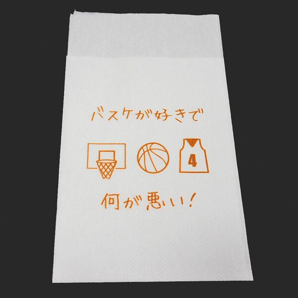 オリジナルバスケットボール柄 6つ折りナプキン セットがお得 単価7円〜【画像2】