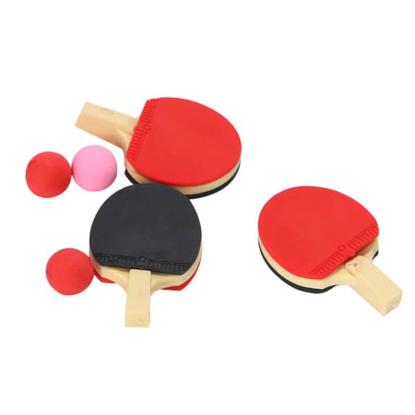 ボール付きの卓球ラケット消しゴム (ラバー赤・黒) | ボールグッズ通販