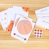 バスケットボール柄のオリジナルレターセット(封筒３枚：便箋６枚：ボールシール９個分)　