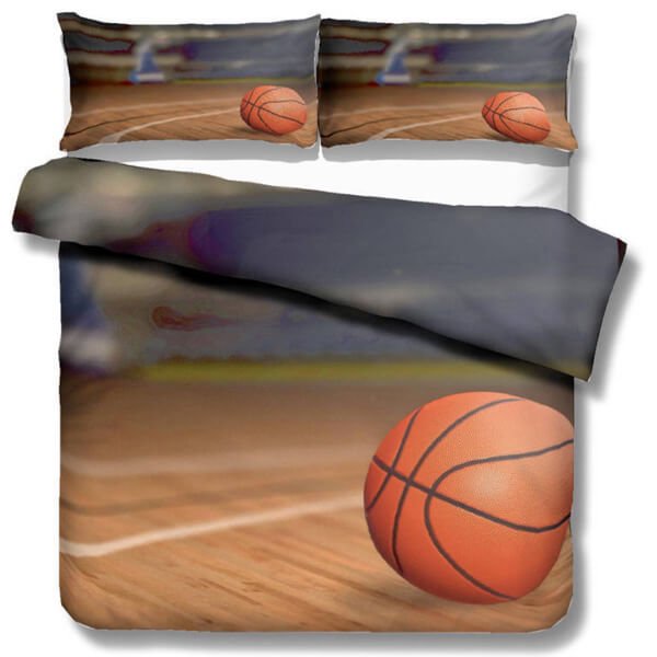 バスケットボール好きのためのベッドカバーセット（ベッドカバー1枚、枕カバー2枚）【画像11】