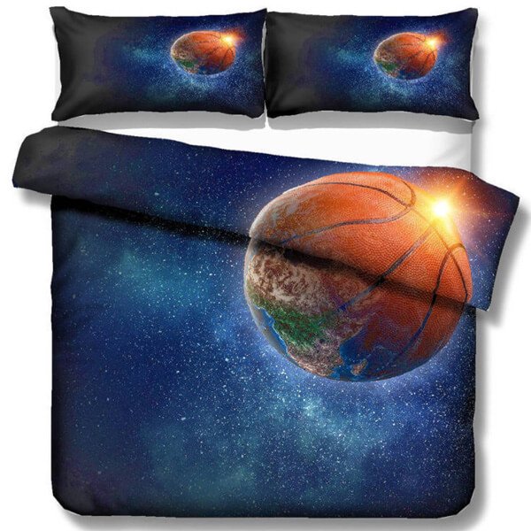 バスケットボール好きのためのベッドカバーセット（ベッドカバー1枚、枕カバー2枚）【画像3】