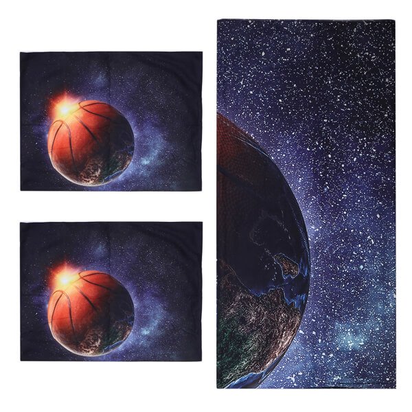 バスケットボール好きのためのベッドカバーセット（ベッドカバー1枚、枕カバー2枚）【画像4】