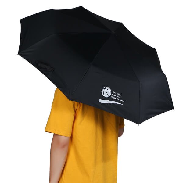 オリジナルバスケットボール柄　晴雨兼用UVカット　ワンタッチ折り畳み傘