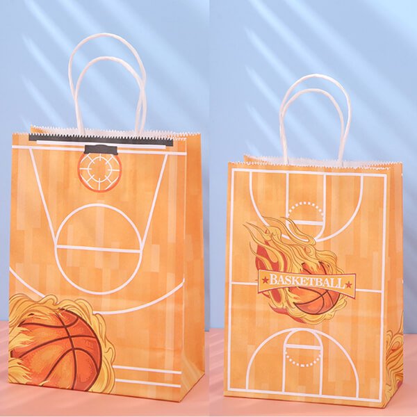  ラッドデザインなバスケットボール柄の取手付きミニ紙袋 １枚【画像3】